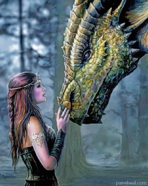 Dragon And Woman Painting By Numbers Kits