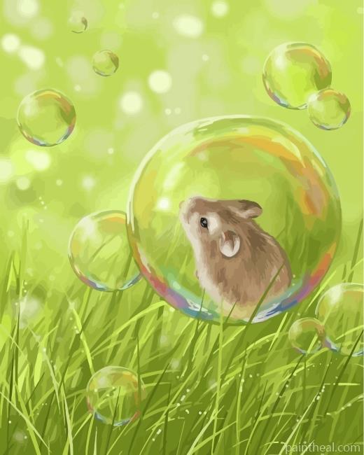 Little Mouse Inside Soap Bubble Painting By Numbers Kits