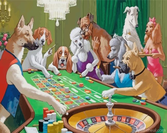 Gambling Dogs In Casino Painting By Numbers Kits