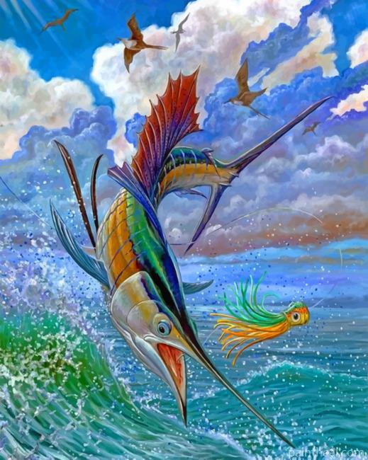 Jumping Swordfish Painting By Numbers Kits