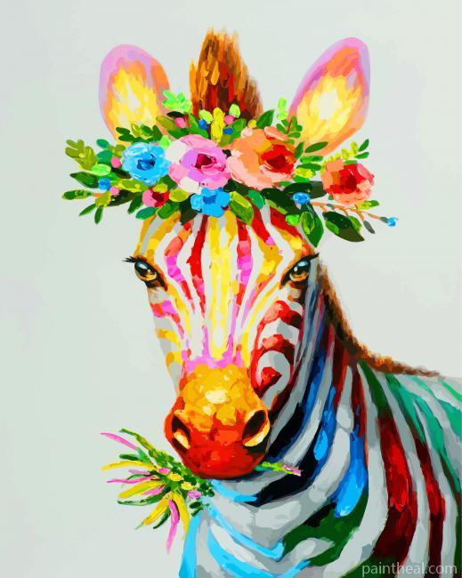 Zebra With Flowers Painting By Numbers Kits