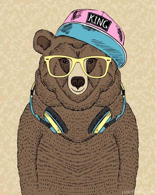 Bear With Headphones Painting By Numbers Kits