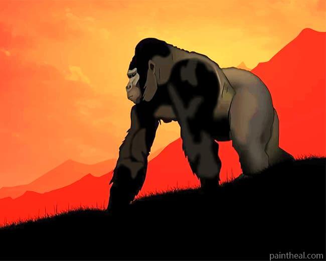Gorilla Art Sunset Painting By Numbers Kits