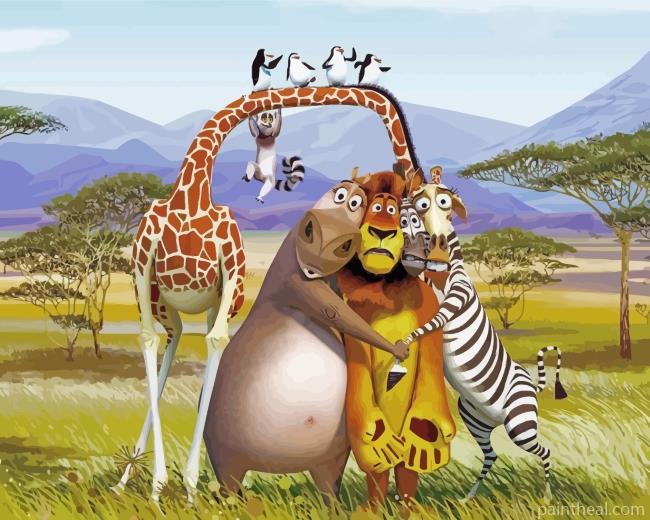 Madagascar Animation Movie Painting By Numbers Kits