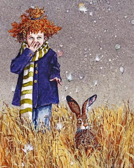Little Girl And Rabbit Painting By Numbers Kits