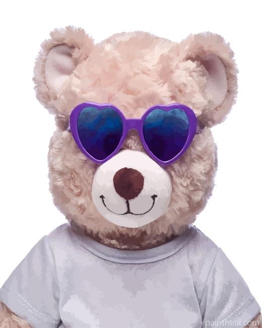 Teddy Bear With Sunglasses Painting By Numbers Kits