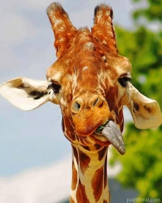 Funny Smiling Giraffe Painting By Numbers Kits