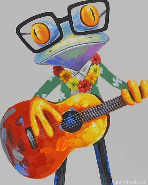 Guitarist Frog Painting By Numbers Kits