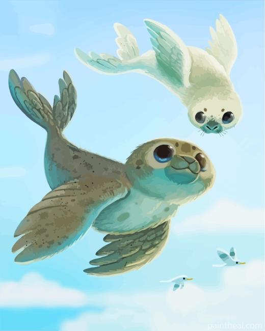 Cute Seals Painting By Numbers Kits