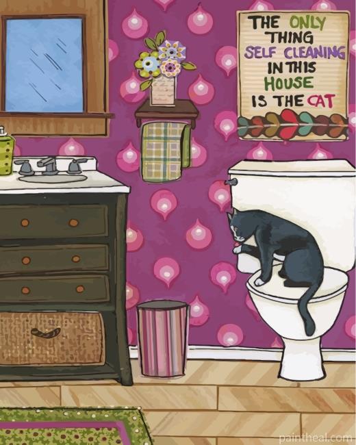 Cat In The Toilet Painting By Numbers Kits