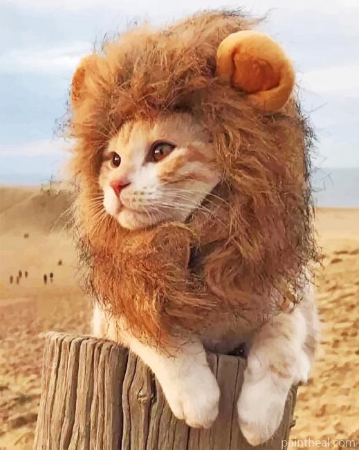 Cute Lion Cat Painting By Numbers Kits