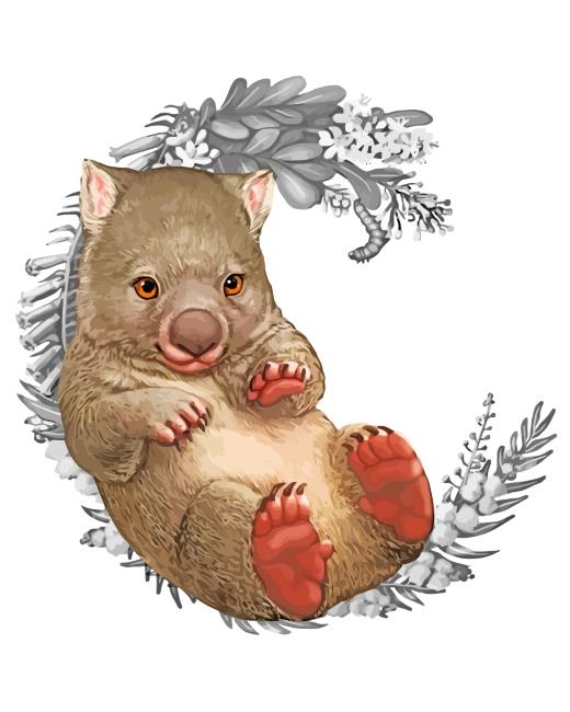 Baby Wombat Illustration Painting By Numbers Kits