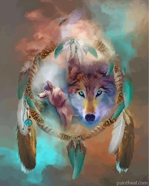 Wolf And Dream Catcher Painting By Numbers Kits