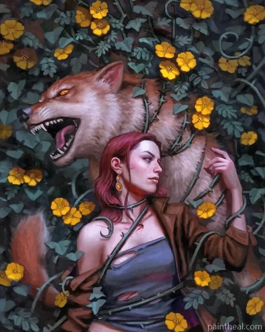 Woman And Her Wolf Painting By Numbers Kits