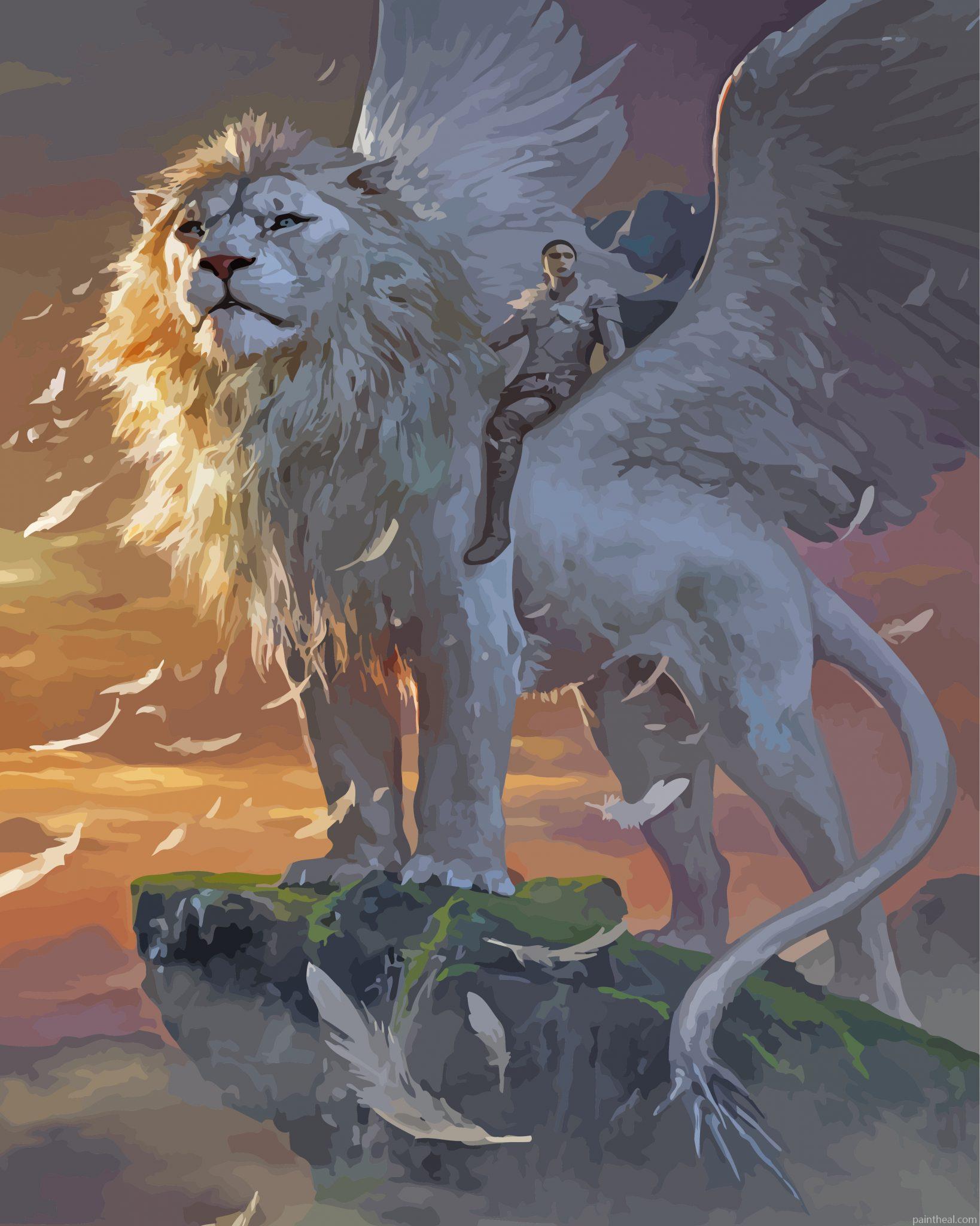 White Lion With Griffin Wings Painting By Numbers Kits