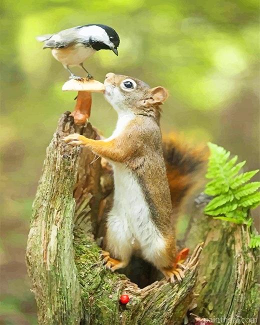 Cute Squirrel And Bird Painting By Numbers Kits