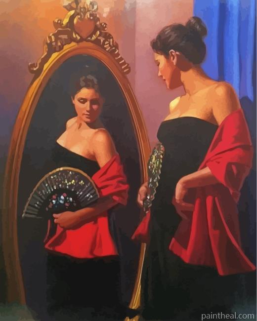 Lady In The Mirror Painting By Numbers Kits