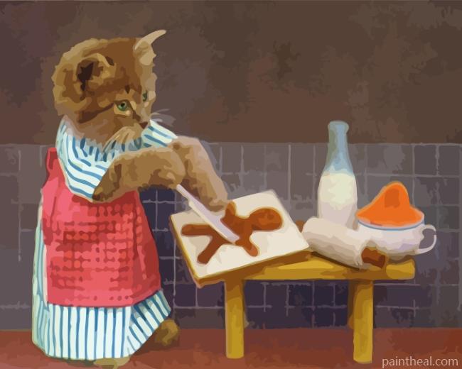 Cute Kitten Cooking Painting By Numbers Kits
