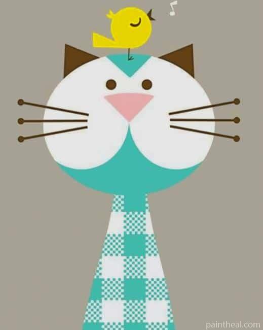 Cat And Bird Painting By Numbers Kits