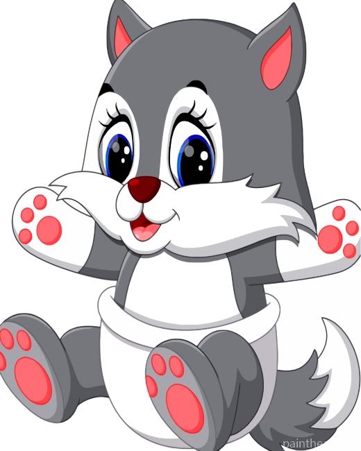 Cute Grey Wolf Painting By Numbers Kits