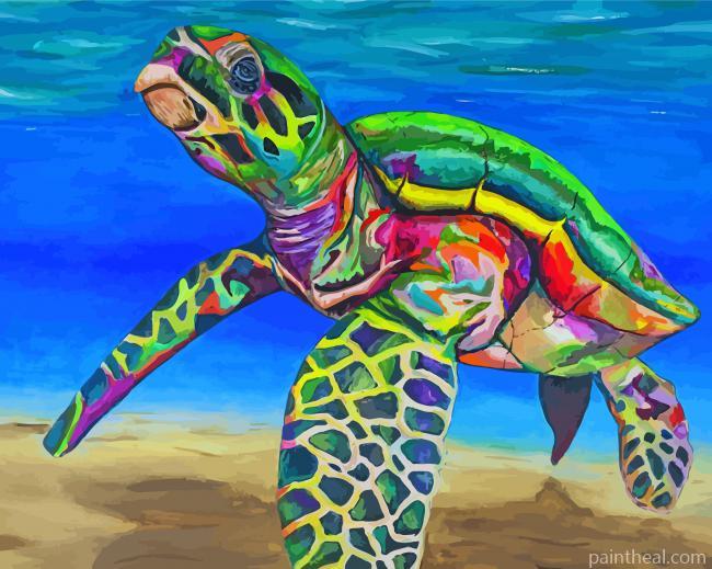 Tropical Colorful Sea Turtle Painting By Numbers Kits