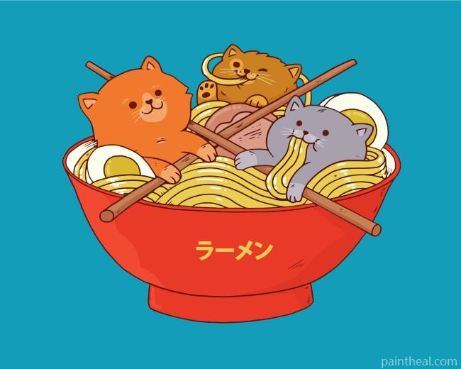 Ramen And Cats Painting By Numbers Kits