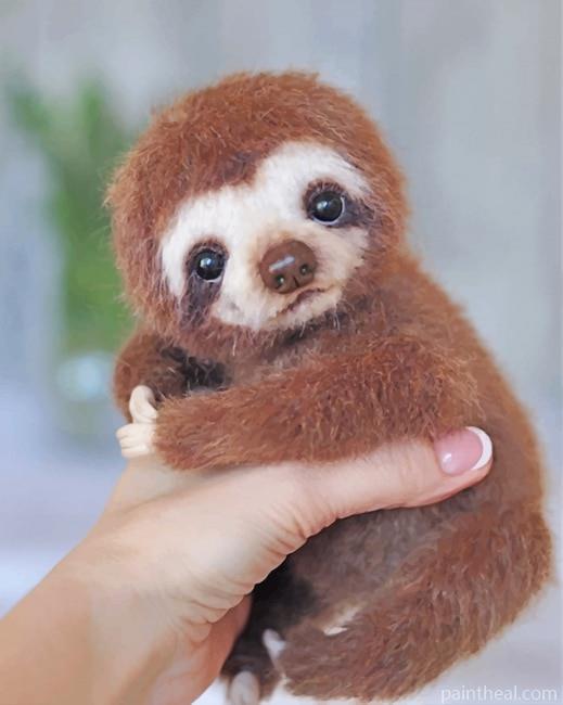 Cute Looking Sloth Painting By Numbers Kits