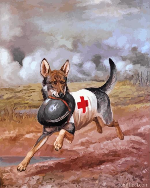 Red Cross Dog Painting By Numbers Kits