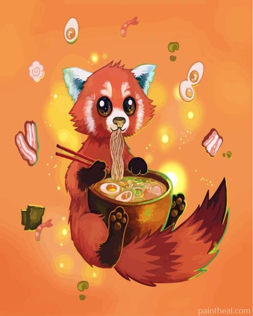 Fox Eating Noodles Painting By Numbers Kits