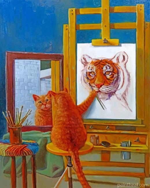 Artist Cat Painting By Numbers Kits