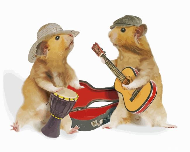 Hamsters Playing Musical Instruments Painting By Numbers Kits