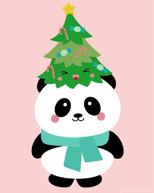 Christmas Panda Painting By Numbers Kits