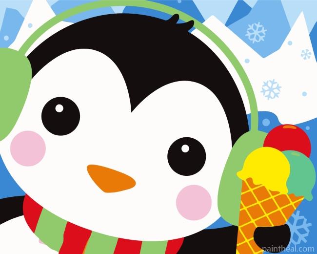 Penguin Eating Ice Cream Painting By Numbers Kits