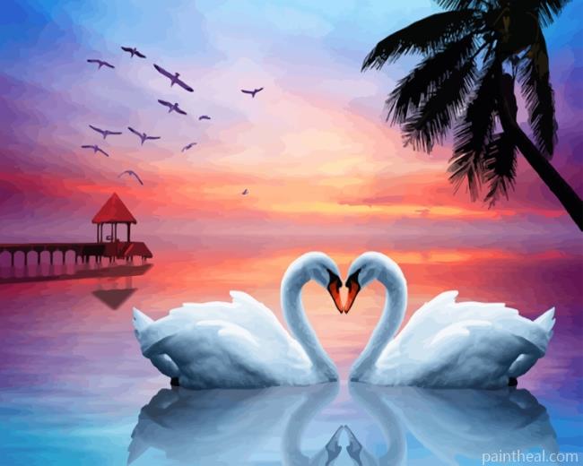 Romantic White Swans Painting By Numbers Kits