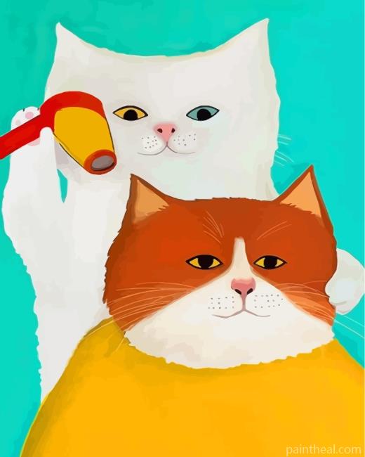 White Barber Cat Painting By Numbers Kits