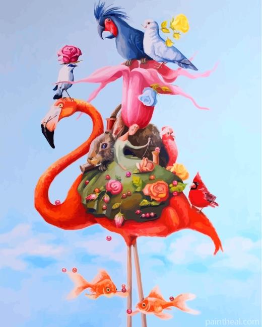 Flamingo And Animals Art Painting By Numbers Kits