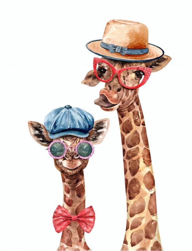 Giraffe and Baby Wearing Animals Painting By Numbers Kits