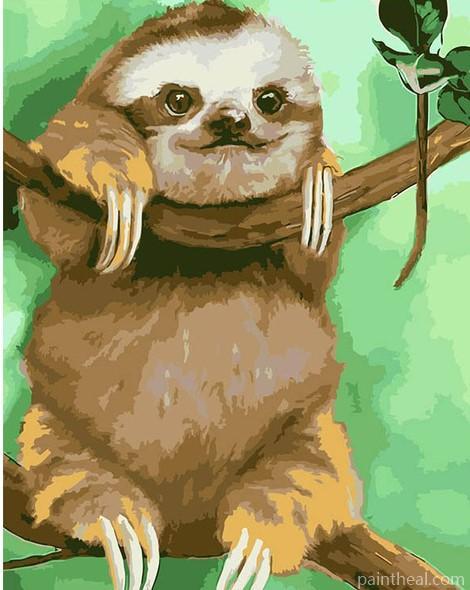 Funny Sloth Animals Painting By Numbers Kits