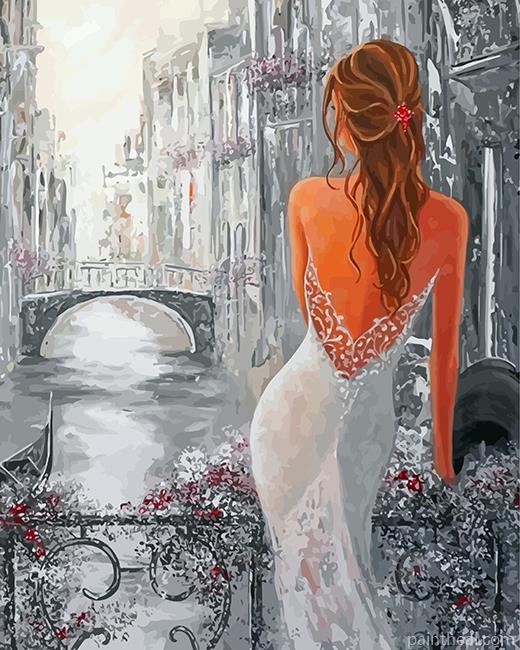 Classy Woman Wearing White Painting By Numbers Kits