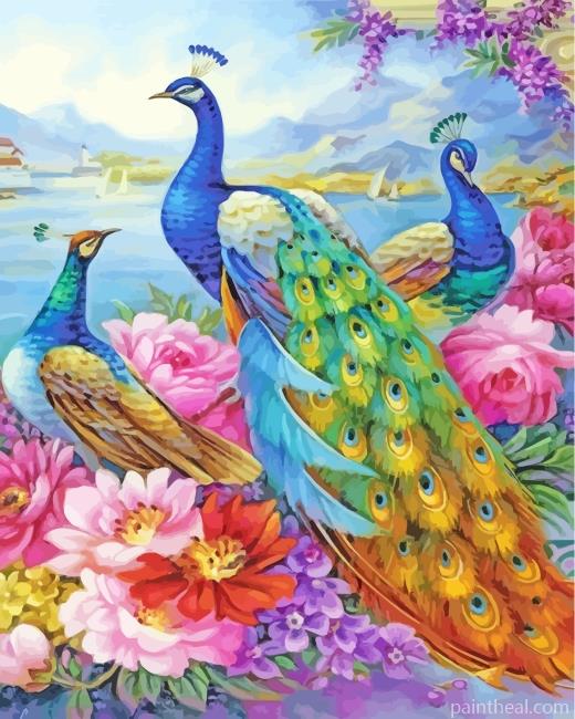 Aesthetic Peacocks Painting By Numbers Kits