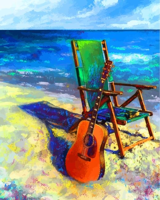 Guitar And Beach Chair Painting By Numbers Kits