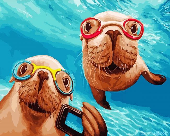 Underwater Selfie Painting By Numbers Kits