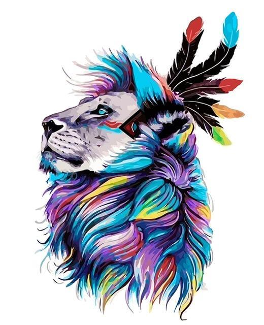 Colorful Lion Animals Painting By Numbers Kits
