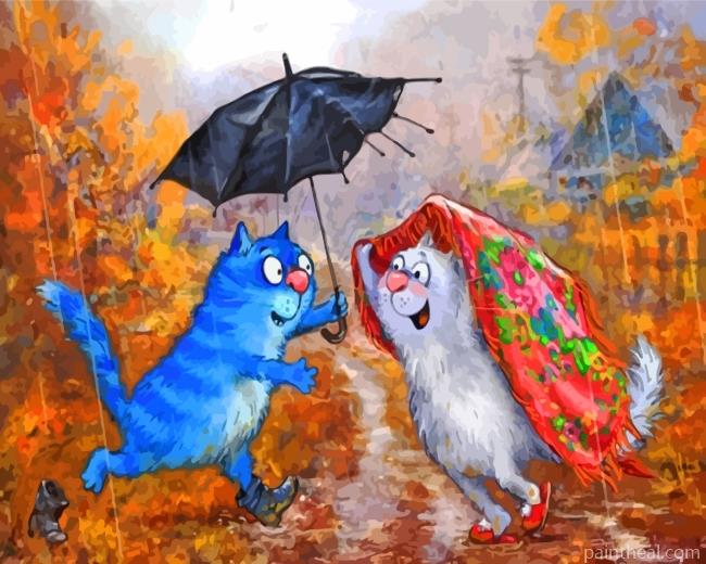 Cats In Rain Painting By Numbers Kits