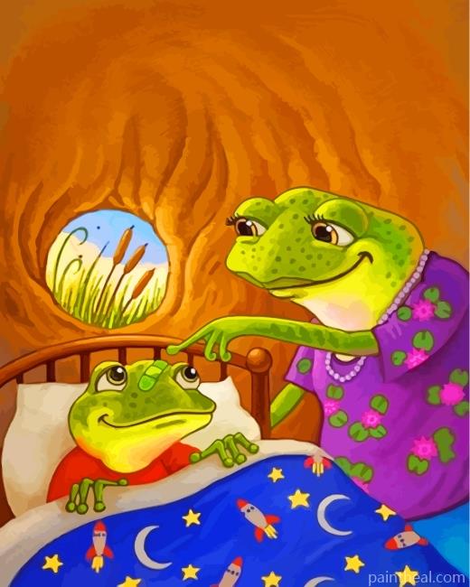Frog Momy Taking Care Of Her Son Painting By Numbers Kits