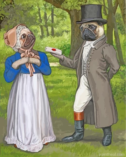 Pug Couple Painting By Numbers Kits