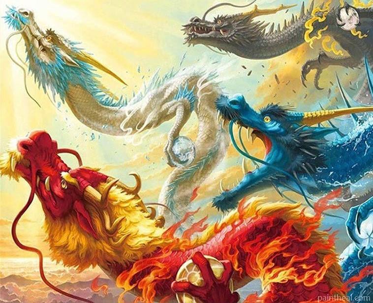 Colorful Dragons Animals Painting By Numbers Kits