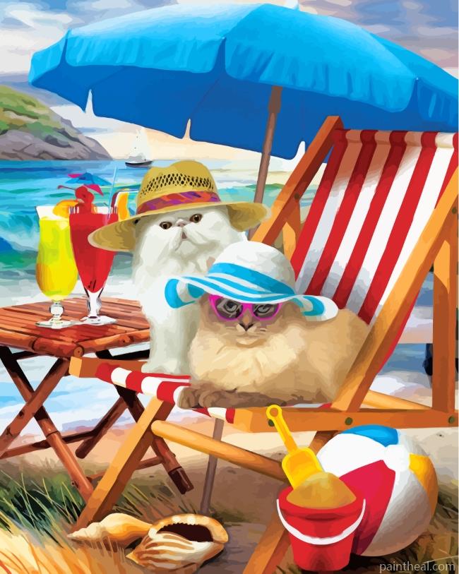 Cats Enjoying Summer Painting By Numbers Kits