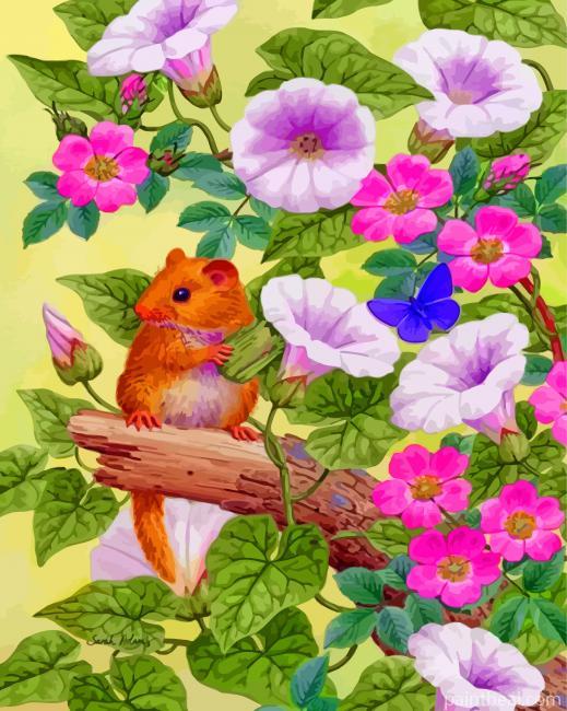 Hamster And Flowers Painting By Numbers Kits