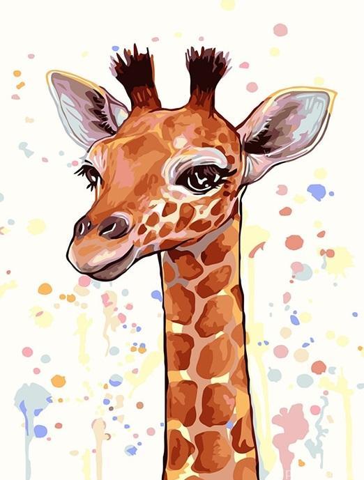 Cartoon Giraffe Animals Painting By Numbers Kits